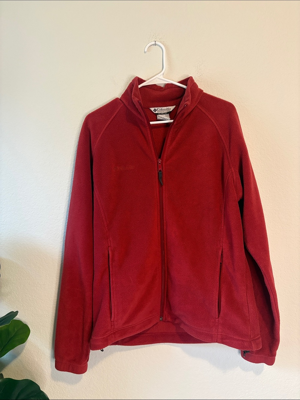 Columbia Red Full-Zip Teddy Fleece Jacket size large